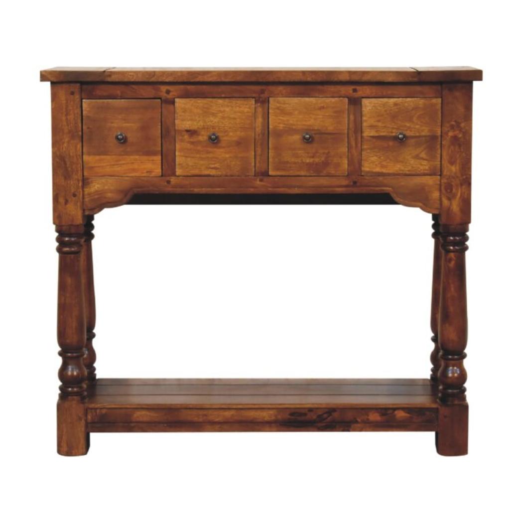 Console Table | Chestnut Finish | 4 Drawer Storage