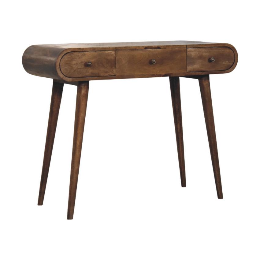 Contour Curve Dressing Table | Solid Wood Bedroom Vanity