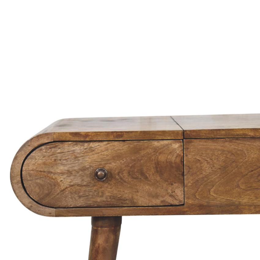 Contour Curve Dressing Table | Solid Wood Bedroom Vanity