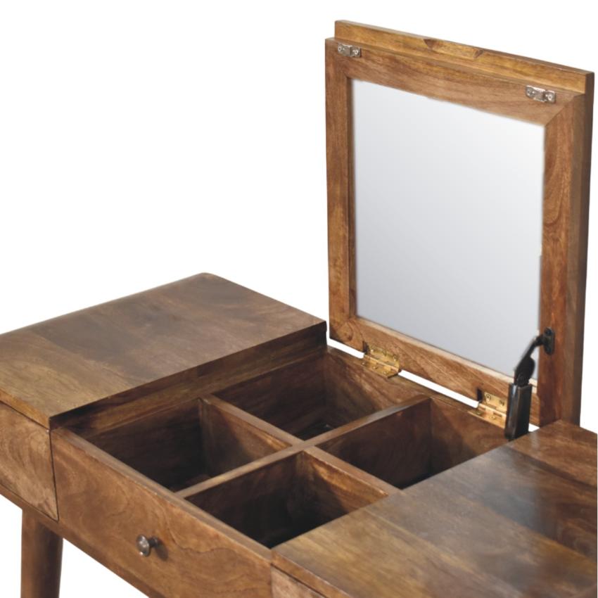 Contour Curve Dressing Table | Solid Wood Bedroom Vanity