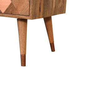 Copper Mosaic Coffee Table | Solid Mango Wood | Oak Finish | 2 Drawers
