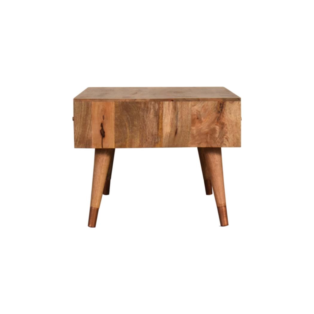 Copper Mosaic Coffee Table | Solid Mango Wood | Oak Finish | 2 Drawers