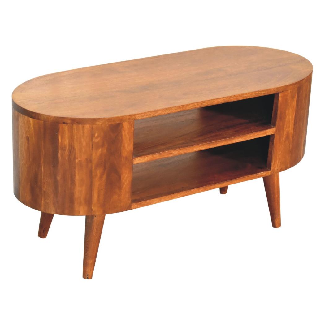 Cortez Chestnut Media Unit | Solid Mango Wood | Artisan-Crafted Design