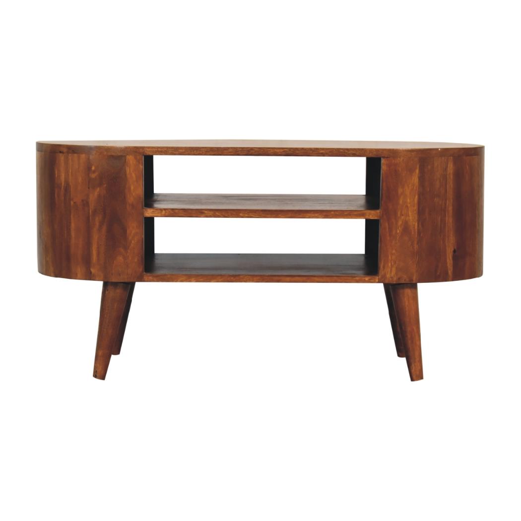 Cortez Chestnut Media Unit | Solid Mango Wood | Artisan-Crafted Design