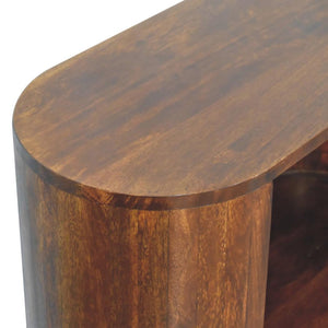 Cortez T-Bar Open-Slot Cabinet | Chestnut Finish | Sculptural Storage