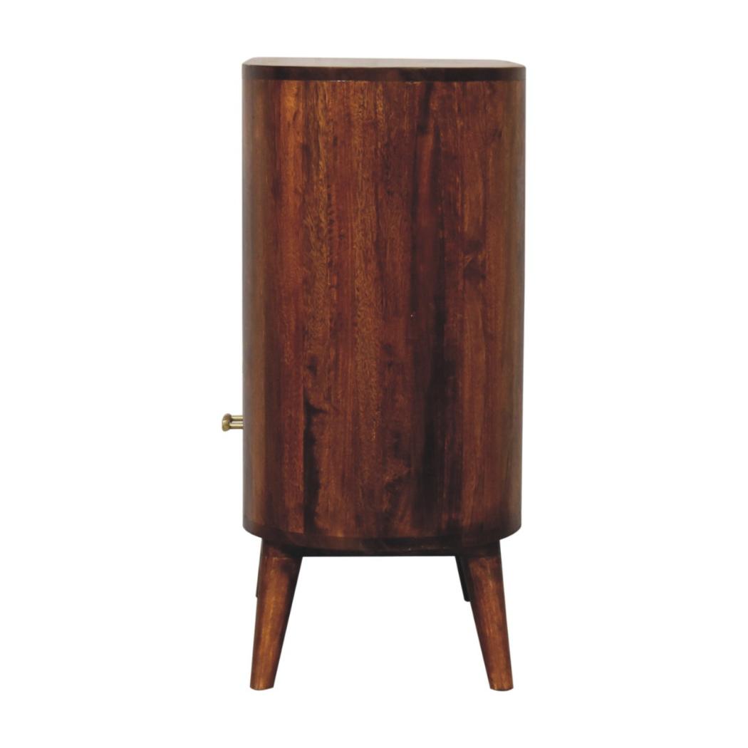 Cortez T-Bar Open-Slot Cabinet | Chestnut Finish | Sculptural Storage
