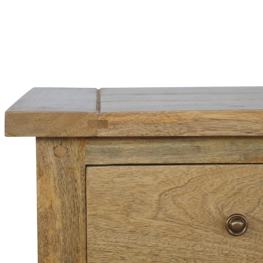Country Mango Wood Bedside Table | 3 Drawers | Farmhouse Style
