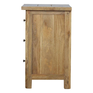 Country Mango Wood Bedside Table | 3 Drawers | Farmhouse Style