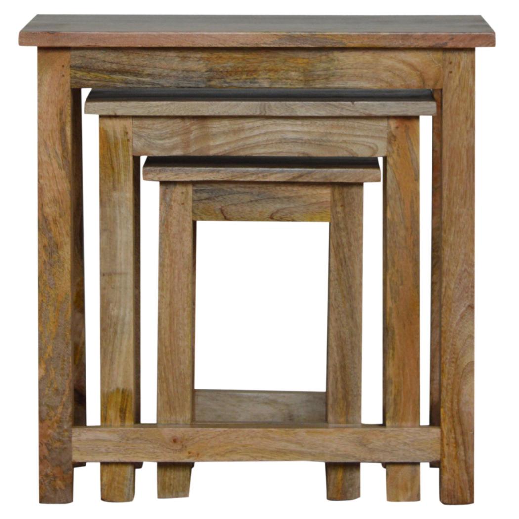 Country Solid Wood Stool Set | Set of 3 | Rustic Multi-Purpose Seating
