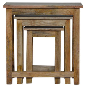 Country Solid Wood Stool Set | Set of 3 | Rustic Multi-Purpose Seating