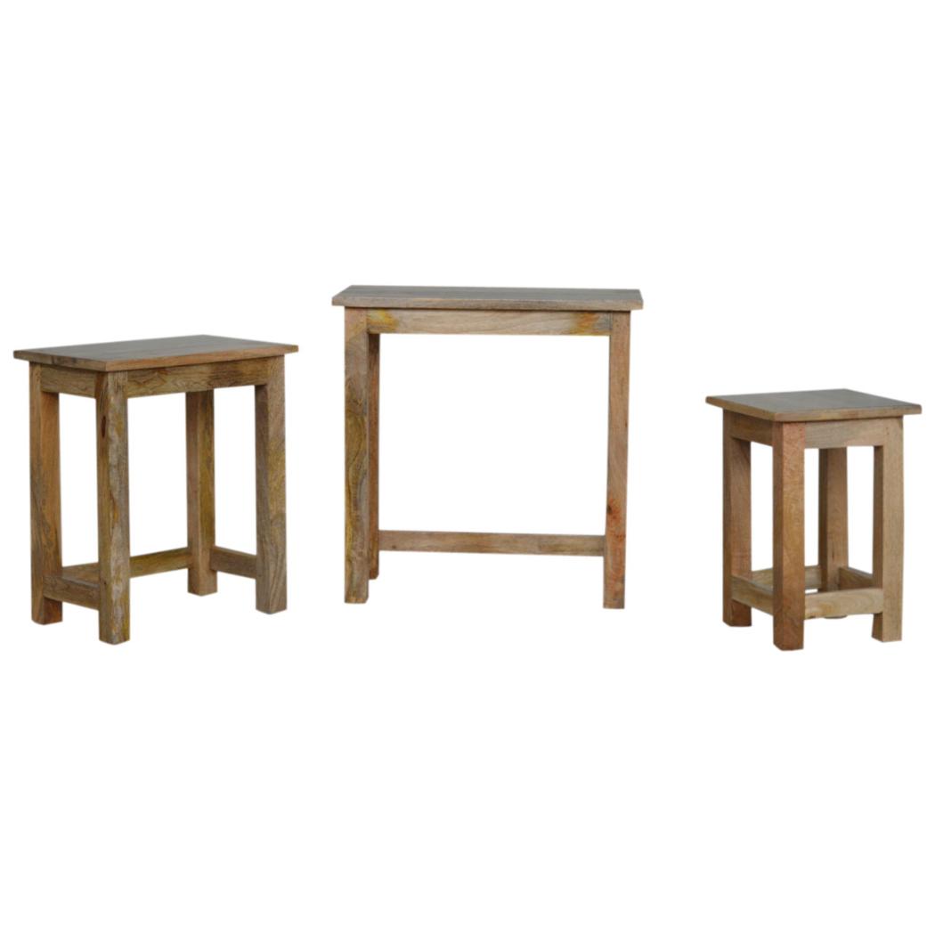 Country Solid Wood Stool Set | Set of 3 | Rustic Multi-Purpose Seating