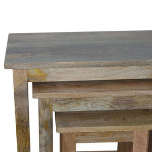 Country Solid Wood Stool Set | Set of 3 | Rustic Multi-Purpose Seating