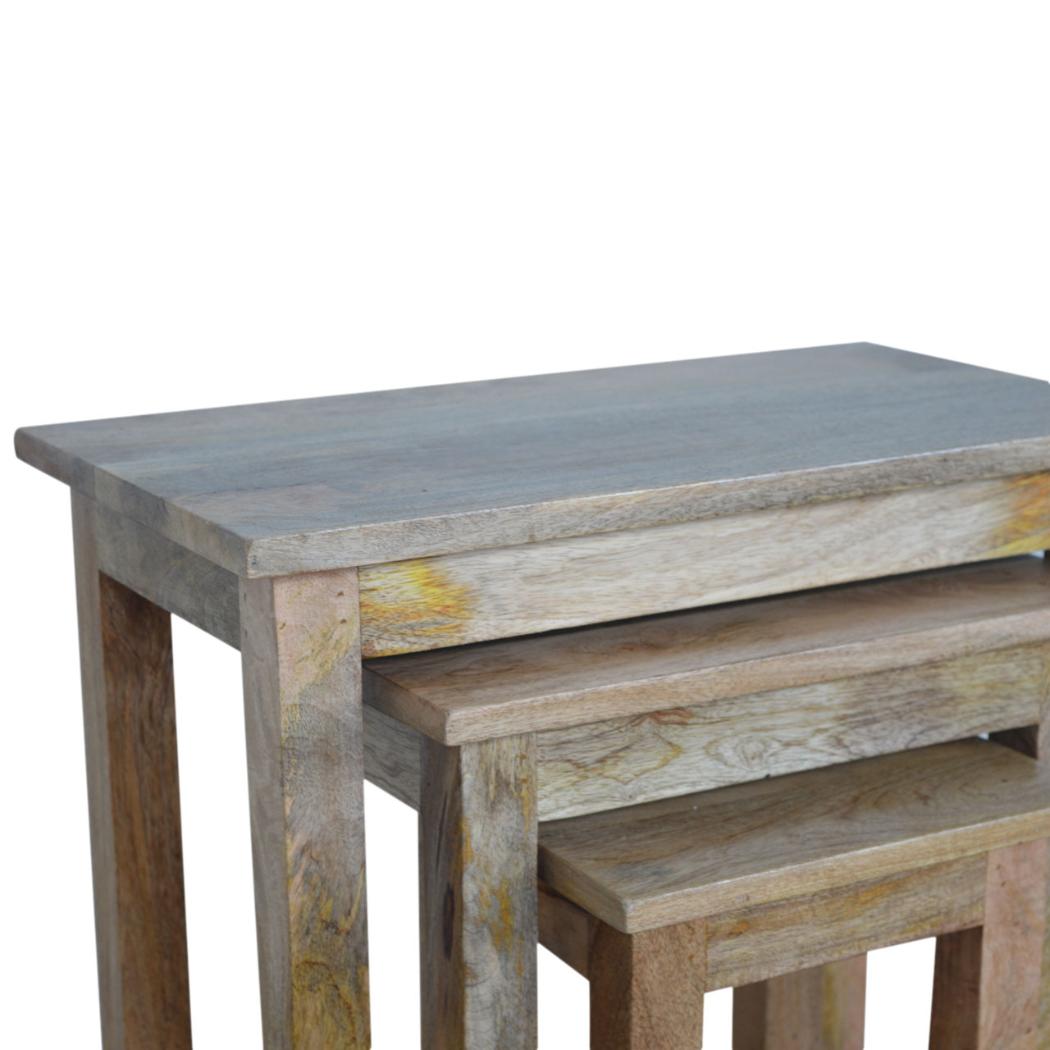 Country Solid Wood Stool Set | Set of 3 | Rustic Multi-Purpose Seating