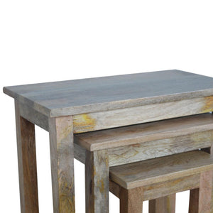 Country Solid Wood Stool Set | Set of 3 | Rustic Multi-Purpose Seating