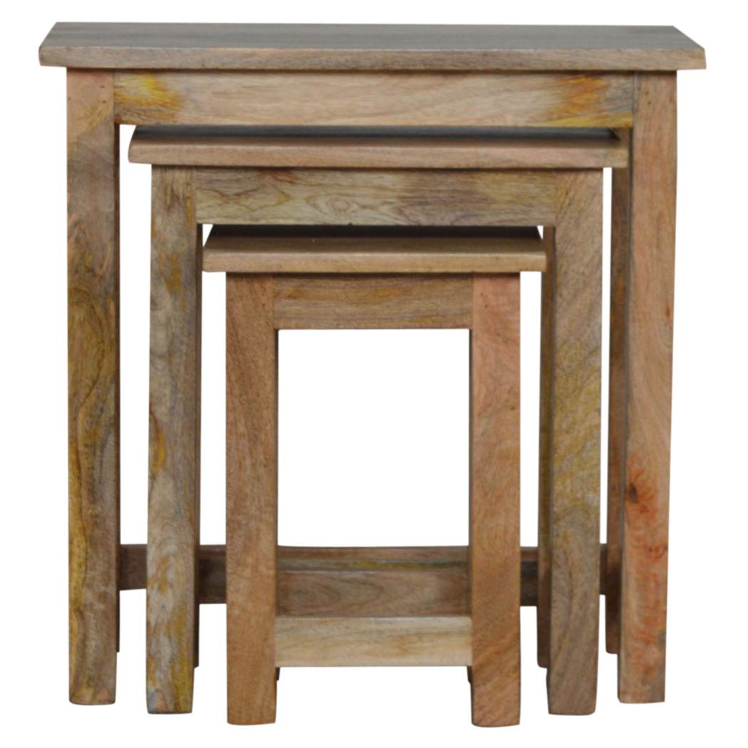 Country Solid Wood Stool Set | Set of 3 | Rustic Multi-Purpose Seating