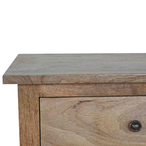 Country Storage Cabinet | Solid Mango Wood | Oak Finish | 2 Door Cabinet with Drawer