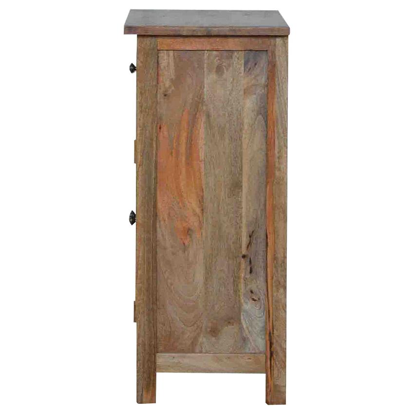 Country Storage Cabinet | Solid Mango Wood | Oak Finish | 2 Door Cabinet with Drawer
