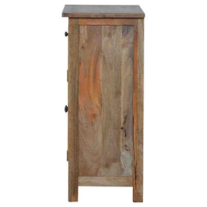 Country Storage Cabinet | Solid Mango Wood | Oak Finish | 2 Door Cabinet with Drawer