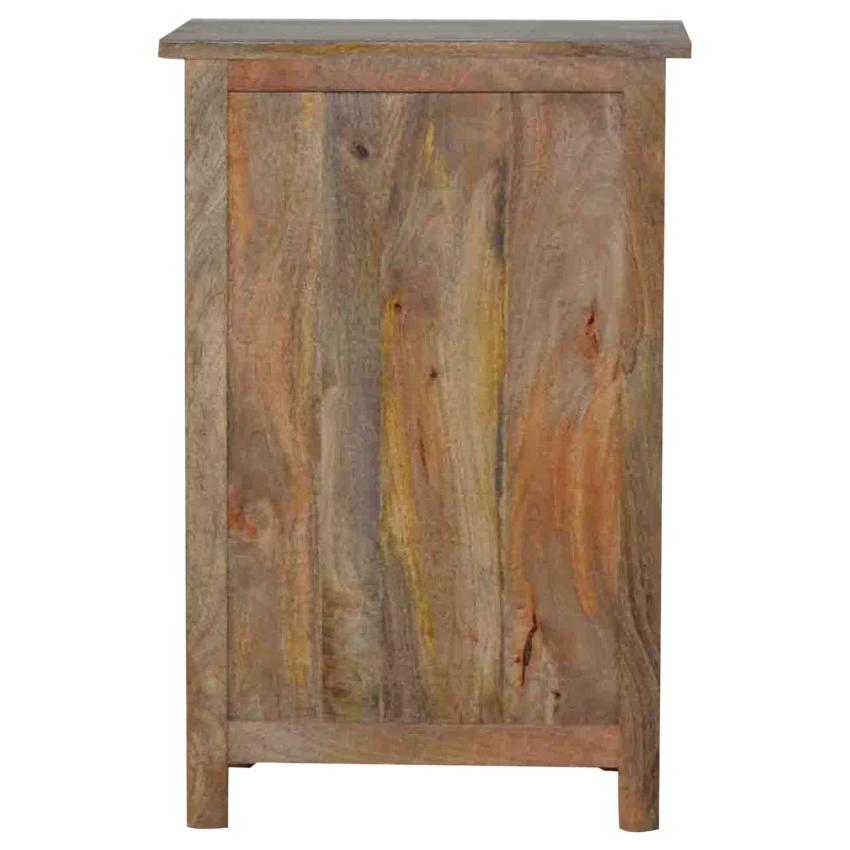 Country Storage Cabinet | Solid Mango Wood | Oak Finish | 2 Door Cabinet with Drawer