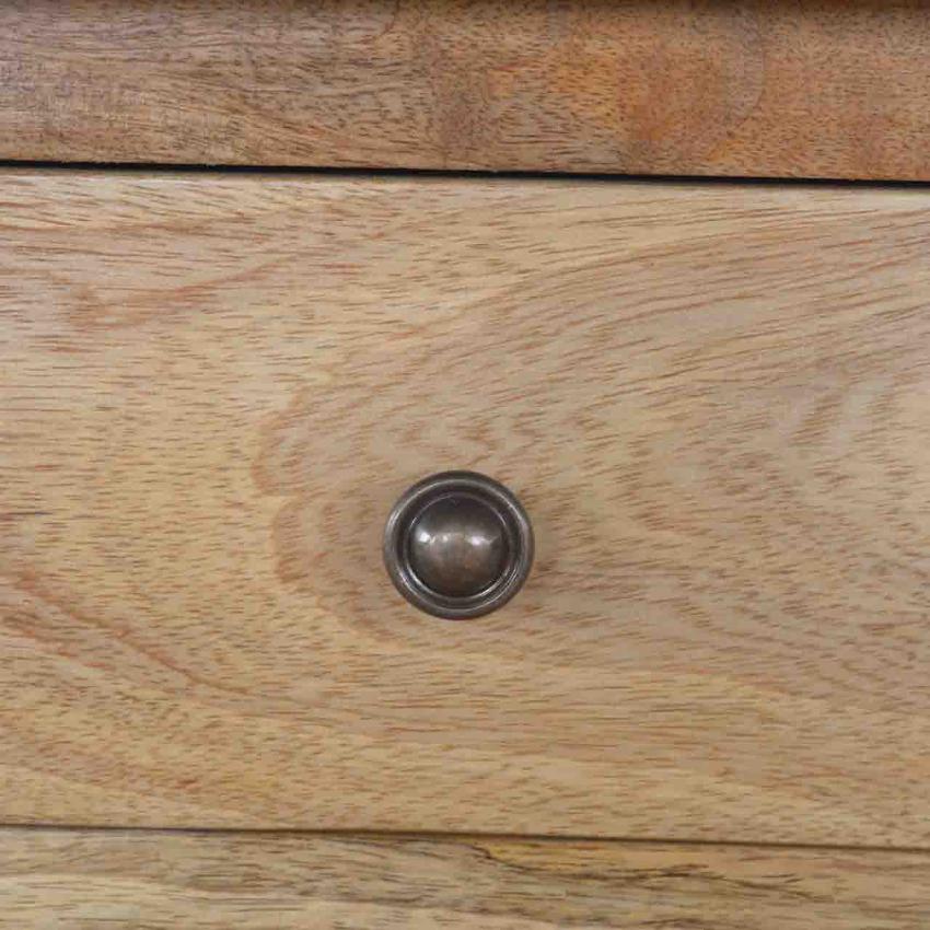 Country Storage Cabinet | Solid Mango Wood | Oak Finish | 2 Door Cabinet with Drawer
