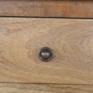 Country Storage Cabinet | Solid Mango Wood | Oak Finish | 2 Door Cabinet with Drawer