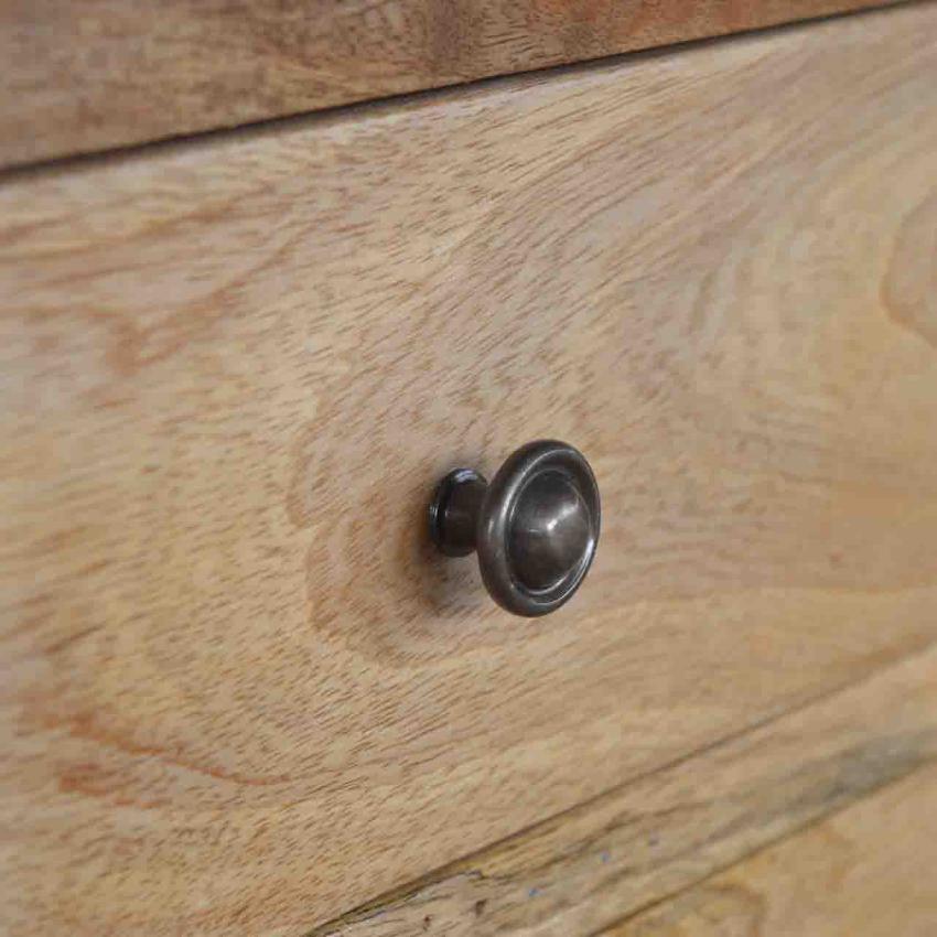 Country Storage Cabinet | Solid Mango Wood | Oak Finish | 2 Door Cabinet with Drawer