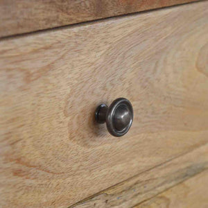 Country Storage Cabinet | Solid Mango Wood | Oak Finish | 2 Door Cabinet with Drawer