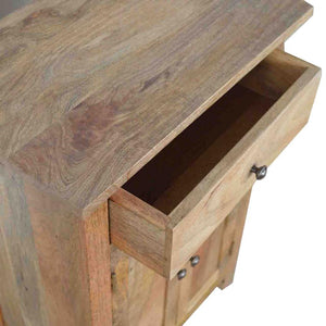 Country Storage Cabinet | Solid Mango Wood | Oak Finish | 2 Door Cabinet with Drawer