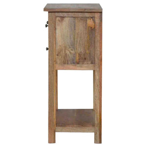 Country Style Telephone Table | Solid Mango Wood | Oak Finish | 3 Drawer Hallway Storage Console