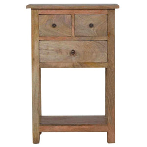Country Style Telephone Table | Solid Mango Wood | Oak Finish | 3 Drawer Hallway Storage Console