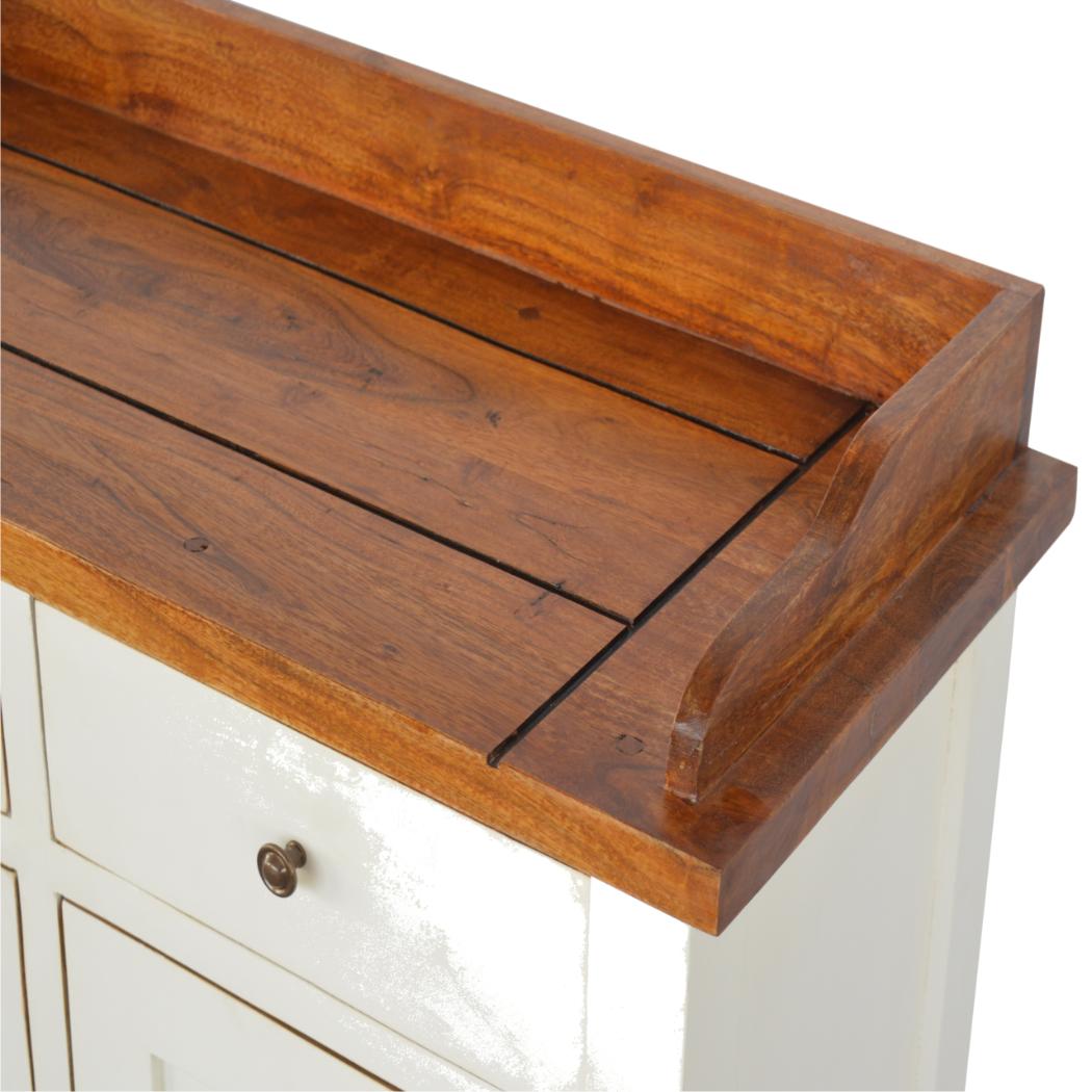 Country Two-Tone Kitchen Cabinet | Freestanding Storage | Rustic Utility Furniture