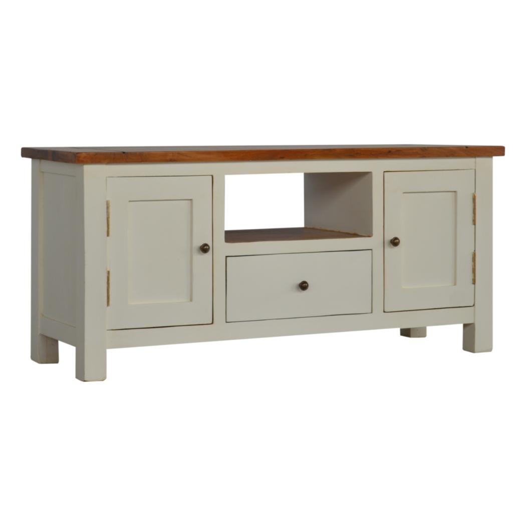 Country Two-Tone Media Unit | TV Storage Cabinet | Rustic Contrast Finish