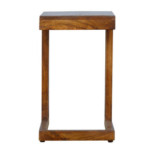 Cove One-Sided End Table | Solid Mango Wood | Chestnut Finish | Geometric C Side Table