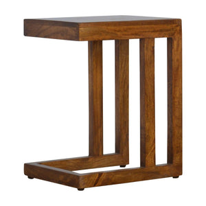 Cove One-Sided End Table | Solid Mango Wood | Chestnut Finish | Geometric C Side Table
