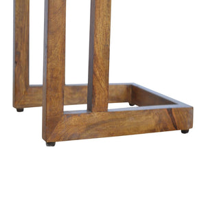 Cove One-Sided End Table | Solid Mango Wood | Chestnut Finish | Geometric C Side Table