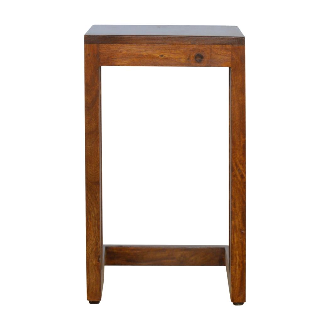 Cove One-Sided End Table | Solid Mango Wood | Chestnut Finish | Geometric C Side Table