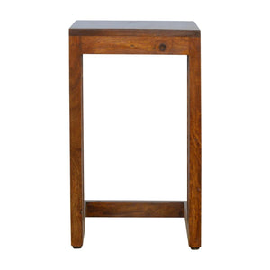 Cove One-Sided End Table | Solid Mango Wood | Chestnut Finish | Geometric C Side Table