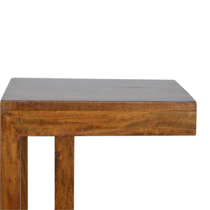 Cove One-Sided End Table | Solid Mango Wood | Chestnut Finish | Geometric C Side Table