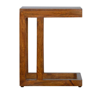 Cove One-Sided End Table | Solid Mango Wood | Chestnut Finish | Geometric C Side Table