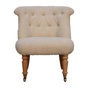Cream Bouclé Accent Chair | Curved Upholstery | Living Room Seating
