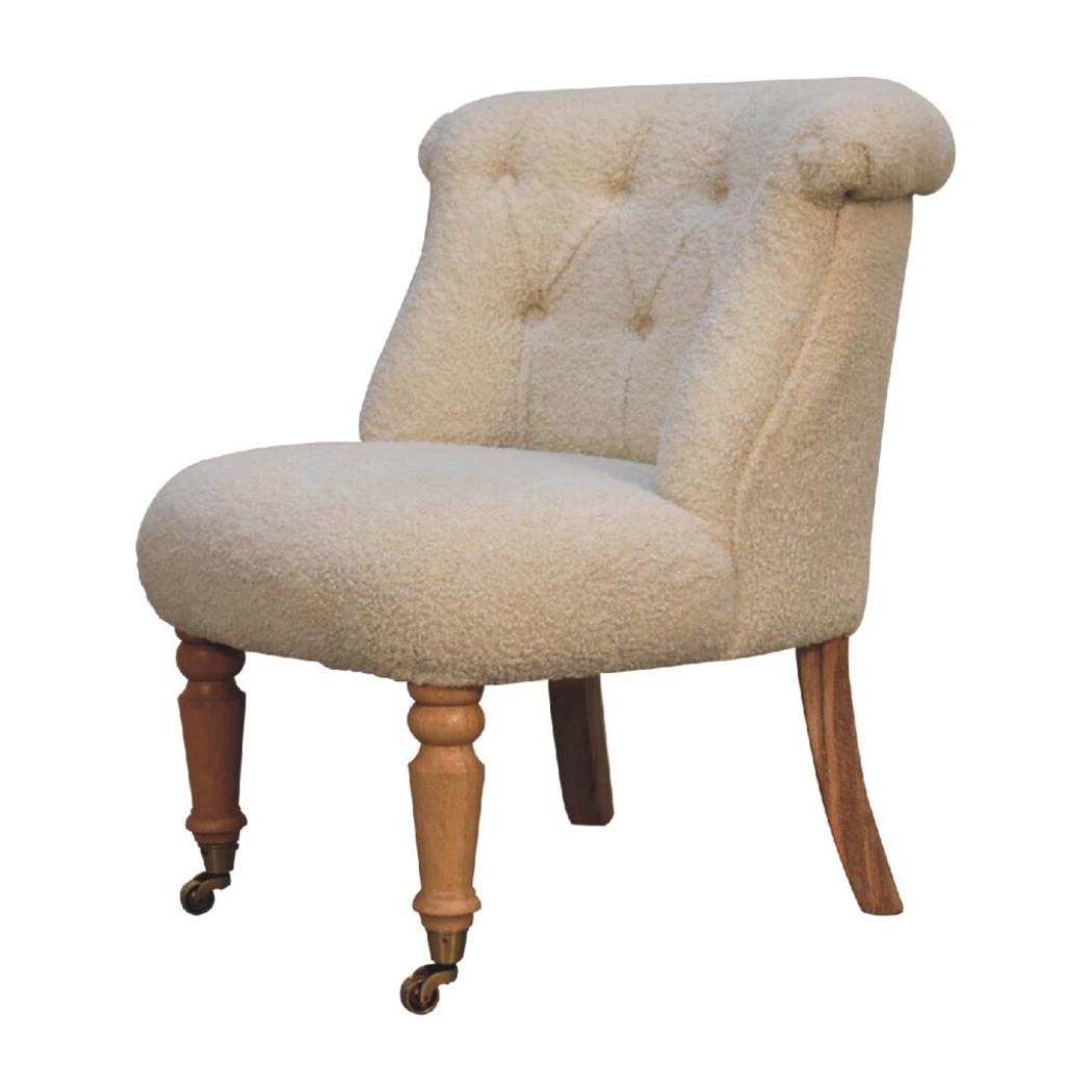 Cream Bouclé Accent Chair | Curved Upholstery | Living Room Seating