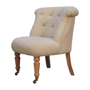 Cream Bouclé Accent Chair | Curved Upholstery | Living Room Seating