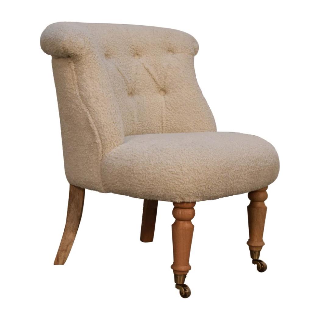 Cream Bouclé Accent Chair | Curved Upholstery | Living Room Seating