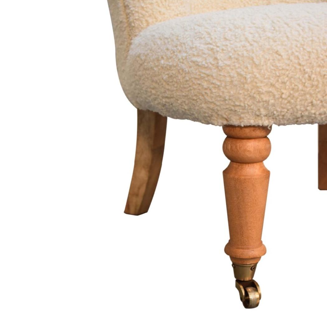 Cream Bouclé Accent Chair | Curved Upholstery | Living Room Seating