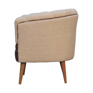 Cream Bouclé & Buffalo Leather Armchair | Mixed Texture Accent Chair | Soft Neutral Style