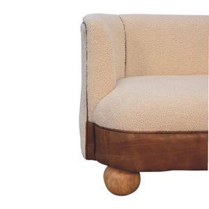 Cream Bouclé & Buffalo Leather Sofa | Compact Upholstered Seating | Mixed Texture Design