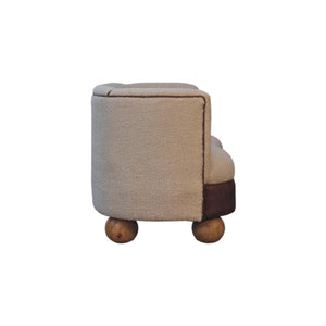 Cream Bouclé & Buffalo Leather Sofa | Compact Upholstered Seating | Mixed Texture Design