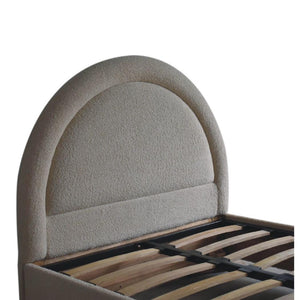 Cream Bouclé Double Bed | Upholstered Bed Frame | Serpentine Headboard | Wooden Slat Base