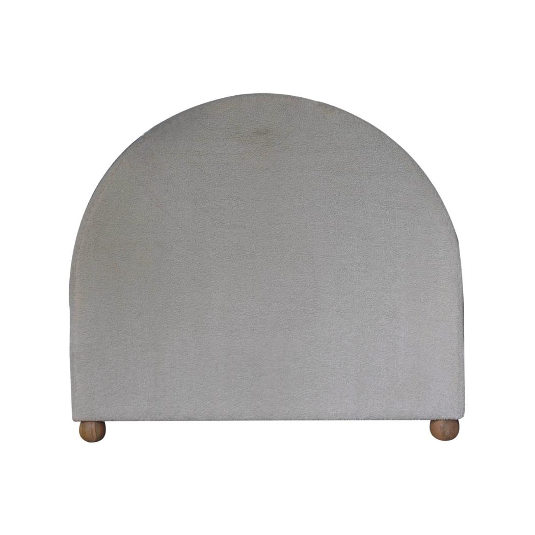 Cream Bouclé Double Bed | Upholstered Bed Frame | Serpentine Headboard | Wooden Slat Base