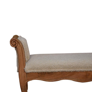 Cream Boucle French Style Bench | Cream Bouclé Upholstery | Artisan-Crafted Design